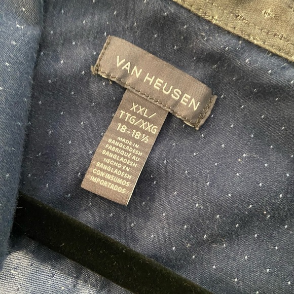 Van Heusen Mens Size XXL Blue Polka Dot Long Sleeve Button Down Shirt - Picture 10 of 11